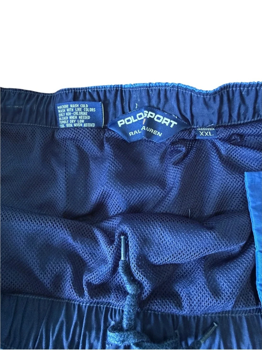 Vintage Polo Sport Ralph Lauren Mens Blue Swim Trunks Mesh Lined Shorts XXL